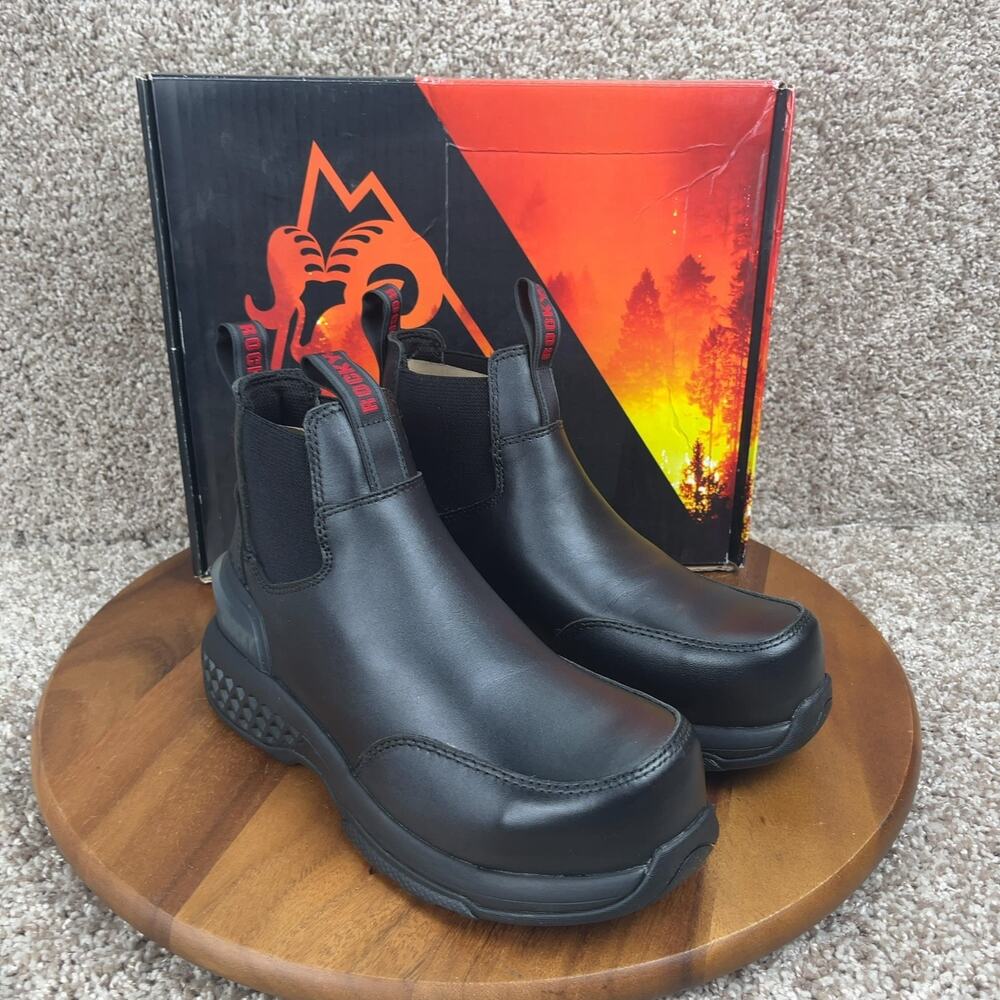 Rocky Code Red Station Men’s Slip-On Boots Black Leather Size 6 M RDK0114